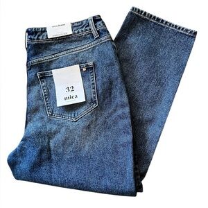 Mica T147 Women’s Super High Rise Straight Crop Denim with Distressing